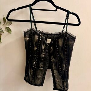 VINTAGE SHEER GUESS COLLECTION BUSTIER TOP HOOK CLOSURE SZ 8